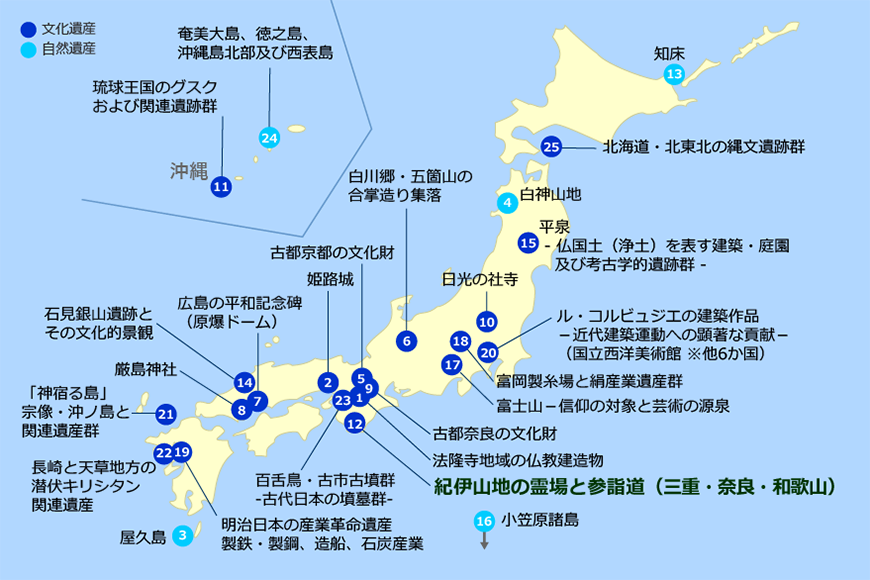 日本の世界遺産地図